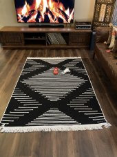 Homiano Yıkanabilir Çift Taraflı Dokuma Kilim Bahar 15 Siyah 80x300 - 1