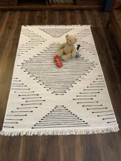 Homiano Yıkanabilir Çift Taraflı Dokuma Kilim Bahar 15 Siyah 80x300 - 4
