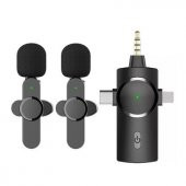 DAYTONA K9-C2 Type-C+iPHONE+3,5mm 2liYAKAMİKROFON KABLOSZ (Gir:Lightning+Tip-C+3,5mm=>Çık:2MİKROFON) - 1