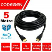 CODEGEN CPS50 5 Metre HDMI v1.4 5 mt, 3D, Ag Destekli, Altin Uçlu HDMI Kablo - 1