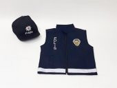 Unisex Çocuk Polis Şapka ve Yeleği  Kostümü Üniforması - 3