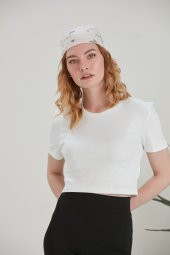 Penguen Kol Penye Beyaz Crop - 6
