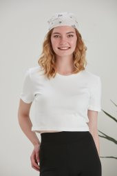 Penguen Kol Penye Beyaz Crop - 10