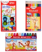 Fatih 3lü Boyama Seti Kuru Boya Sulu Boya Pastel Boya - 1