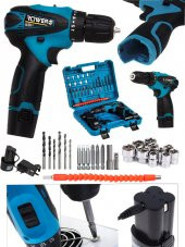 Rowermax 12 V Şarjlı Matkap Armut Batarya Çift Akülü Vidalama 24 Adet Set Hediye - 1