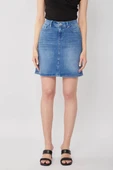 Kadın Açık Mavi Jean Kısa Etek - 4