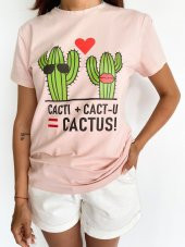 Kadın Baskılı Basic Tişört Toz Pembe - 1