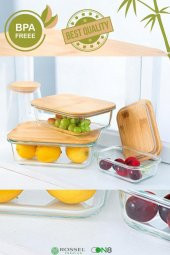 Rossel Premium Akrilik Mira 3lü Bambu Kapak Saklama Kabı KRD-A003 - 1