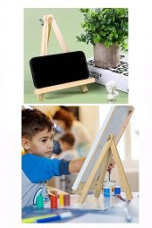 Mini Şövale 1 Adet Masaüstü Şövale Ahşap Üç Ayaklı Resim Şövalesi Ressam Sehpası Dekoratif Hobi Masa Üstü - 8