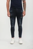Erkek Skinny Fit  Destroy Lacivert - 7