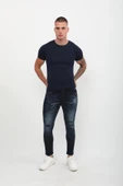 Erkek Skinny Ripped Patch Detaylı Jean Lacivert thumbnail 4