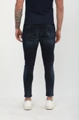 Erkek Skinny Ripped Patch Detaylı Jean Lacivert thumbnail 8