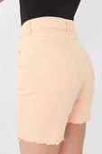 Kadın Basic Paçası Kesik Jean Şort Somon - 6