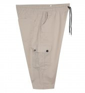 Kargo Cepli Büyük Beden Gabardin Şort Taş - 4