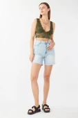 Kadın Paçası Kesik Jean Şort Açık Mavi - 2
