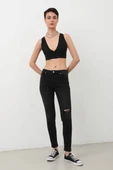 Kadın Skinny Fit Esnek Pantolon Siyah - 2