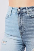 Kadın Mavi Yırtık Detaylı Jean Şort - 6