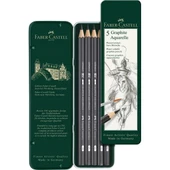 Faber Castell Graphite Aquarelle Suda Çözünür Çizim Kalemi 5li Metal Kutu - 1