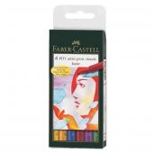 Faber Castell 6 Pitt Artist Pen Fırça Uçlu Çizim Kalemi Basic Ana Renkler 167103 - 1