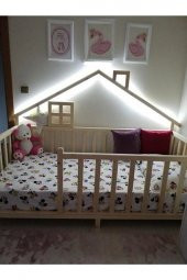 Hft Home Unisex Montessori Bebek Ve Çocuk Karyolası EVLİ  90x190cm - 1
