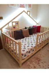 Hft Home Unisex Montessori Bebek Ve Çocuk Karyolası EVLİ  90x190cm - 3