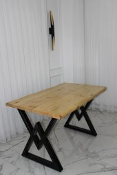 HFT HOME Ahşap Masa Masif Masa Doğal Ağaç Kütük Masa Yemek Masası 62 x 120 - 1