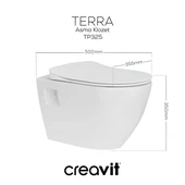 Creavit Terra Kanallı Beyaz Asma Klozet TP325, Creavit Terra Duck Yavaş Kapak - 2