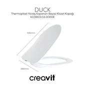 Creavit Terra Kanallı Beyaz Asma Klozet TP325, Creavit Terra Duck Yavaş Kapak - 4