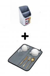 Tezgah Üstü Kaşıklık + Bulaşık Kurutma Matı 2li Mutfak Seti - 3