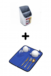 Tezgah Üstü Kaşıklık + Bulaşık Kurutma Matı 2li Mutfak Seti - 5