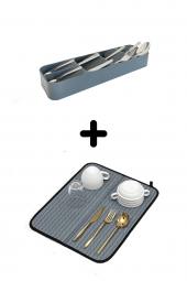 5li Çekmece İçi Kaşıklık + Bulaşık Kurutma Matı 2li Mutfak Seti - 4