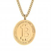 Chocli 18 Ayar Altın Kaplama Bitcoin Ayarlanabilir Kolye - 1
