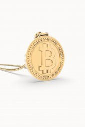Chocli 18 Ayar Altın Kaplama Bitcoin Ayarlanabilir Kolye - 4