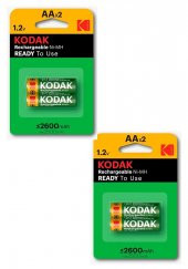 Kalem Pil Şarj Edilebilir AA 2600 mah 2 li 2 Paket Kumanda Oyuncak Pili Şarjlı Ni-mh 2 Paket Doldurulabilir Pil - 1