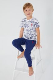 U.S. Polo Assn. 1358 Flowered Erkek Çocuk Kısa Kol Pijama Takım - 1