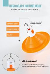 Güneş Enerjili Led Solar Şarjlı UFO Ampul Kamp Lambası Feneri 3 Modlu Dekoratif Bahçe - 6