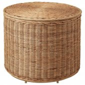 Rattan, Kapaklı Saklama Gözlü Puf MeridyenDukkan, El Yapımı Saklama Kutusu - 1