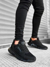 BA0313 Balon Taban Rahat Casual Siyah Siyah Erkek Ayakkabısı thumbnail 1