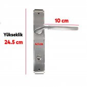 Aynalı  Nikel Saten  Wc Kapı Kolu Sağa Sola Uygun (1 TAKIM) - 4