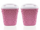 2 Adet 5 Bölmeli Sarmaşık Diş Fırçalık  Pembe Renk - 1