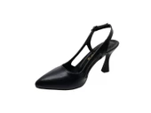 Zerhan 1451 Kadın Siyah Burnu Kapalı Arkası Açık Topuklu Ayakkabı - 3