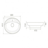 Turkuaz Lal C 60x45 cm Tezgah Üstü Lavabo - 2