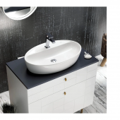 Turkuaz One 67x42 cm Batarya Delikli Tezgah Üstü Lavabo - 1