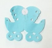 Kağıt Uzar Süs Bebek Arabası Modeli Mavi - 3,00 mt x 17 Parça - 1