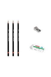 Derwent Graphic Pencil Dereceli Kalem Öğrenci Eskiz Seti No: 4b-4h-hb + Kalemtraş + Silgi - 1