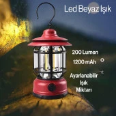 Klaus Dekoratif Kamp Lambası Ledli Beyaz Işıklı El Feneri Işıldak Şarjlı Portatif Gece Lamba Kırmızı - 2