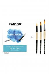 Südor 123 Seri Sentetik Kıl Suluboya Fırça Seti ve Canson Graduate Defter a5 250gr - 1