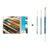 Talens Van Gogh Sulu Boya Defteri A5 300gr. ve Pebeo 111 Suluboya Fırça Seti No: 2-6-10 - 1