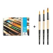 Talens Van Gogh Sulu Boya Defteri A5 300gr. ve Südor 123 Suluboya Fırça Seti No: 2-6-10 - 1