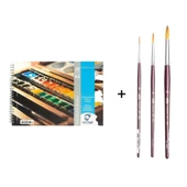 Talens Van Gogh Sulu Boya Defteri A5 300gr. ve Pebeo 123 Suluboya Fırça Seti No: 2-6-10 - 1